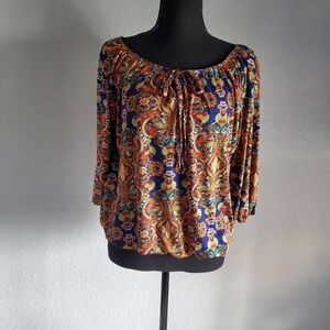 Star Vixen Paisley Pattern Blouse Size Large